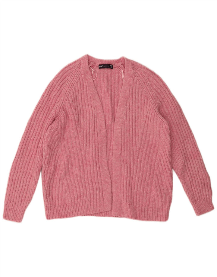 Marks & Spencer Damski sweter rozpinany UK 14 Średni różowy akryl