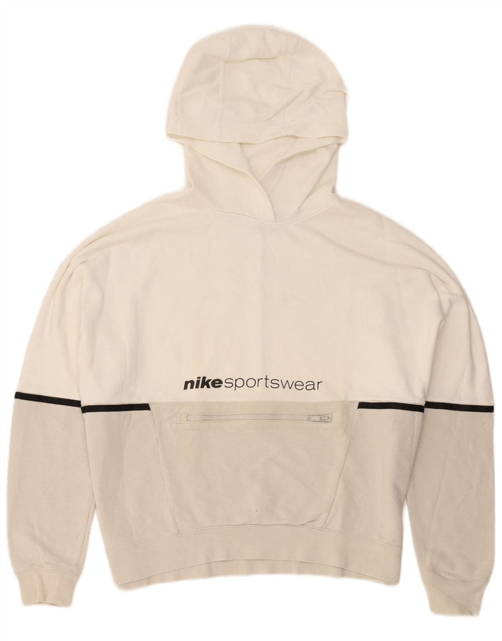 Męska bluza z kapturem Nike z grafiką, bawełniana, w kolorze średniej bieli
