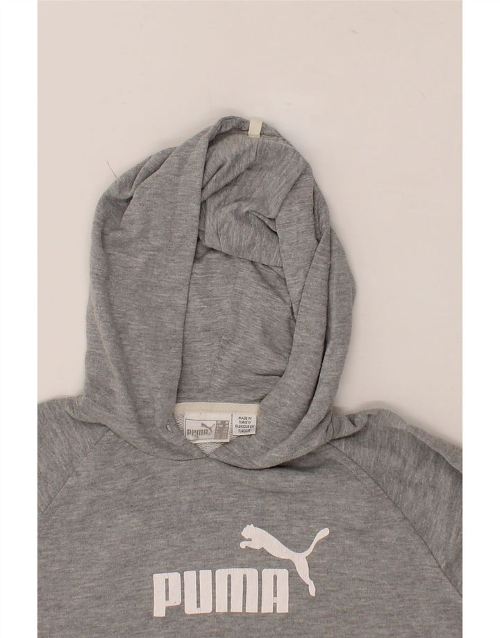 PUMA Womens Graphic Hoodie Jumper UK 14 Medium Grey Vintage Puma and Second-Hand Puma from Messina Hembry 