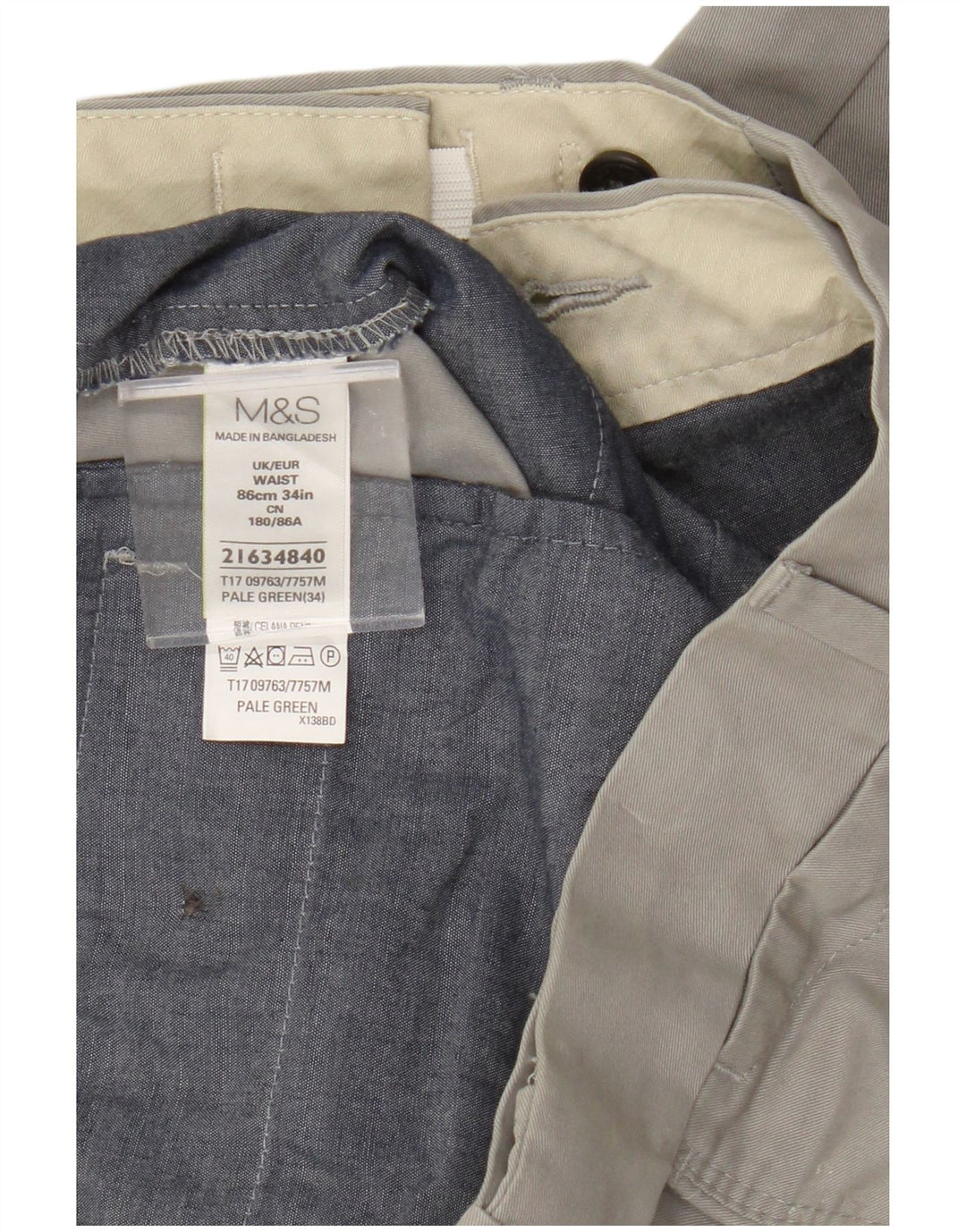 Męskie spodenki Chino Marks & Spencer W34, duże, szare, bawełniane