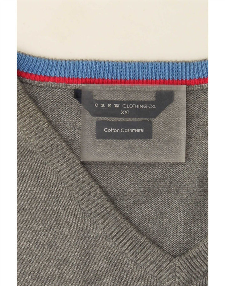 Męski sweter J. Crew z dekoltem w kształcie litery V, 2XL, szara bawełna
