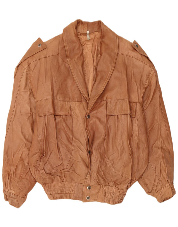 Męska skórzana kurtka wojskowa VINTAGE UK 44 2XL brązowa skóra