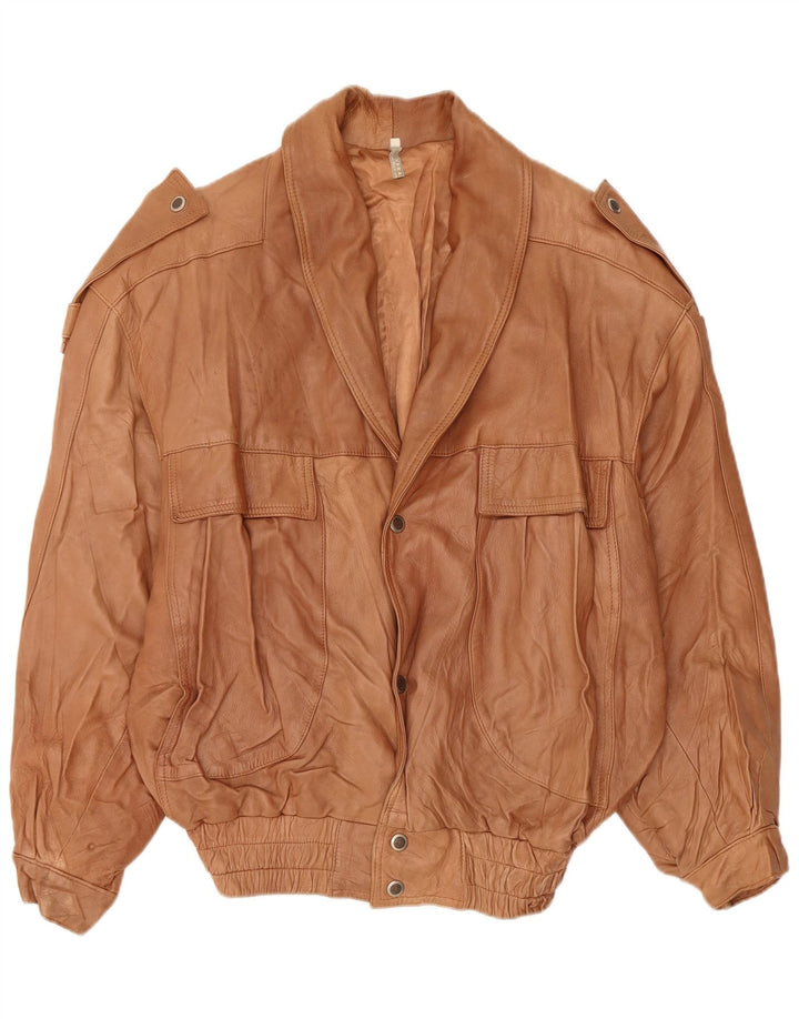 Męska skórzana kurtka wojskowa VINTAGE UK 44 2XL brązowa skóra