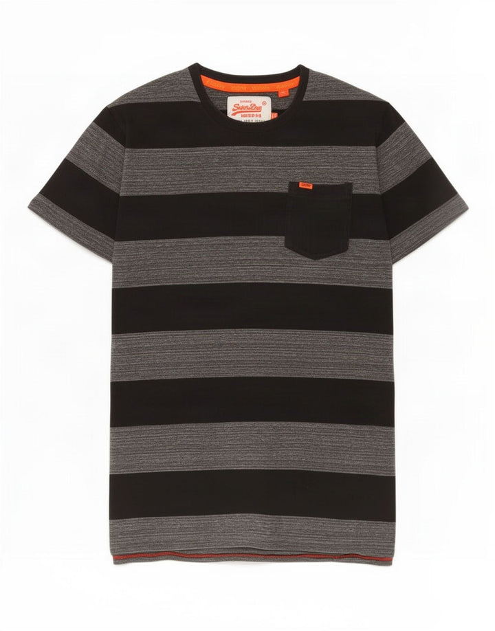 T-shirt męski Superdry Średnio szary, bawełniany w paski