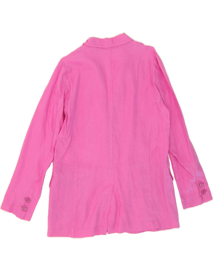 BENETTON Womens 2 Button Blazer Jacket UK 12 Medium Pink Linen Vintage Benetton and Second-Hand Benetton from Messina Hembry 