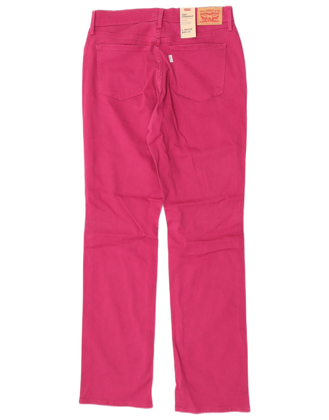 Damskie jeansy Levi's 505 ze średnim stanem US 6 Medium W28 L32 Różowa bawełna