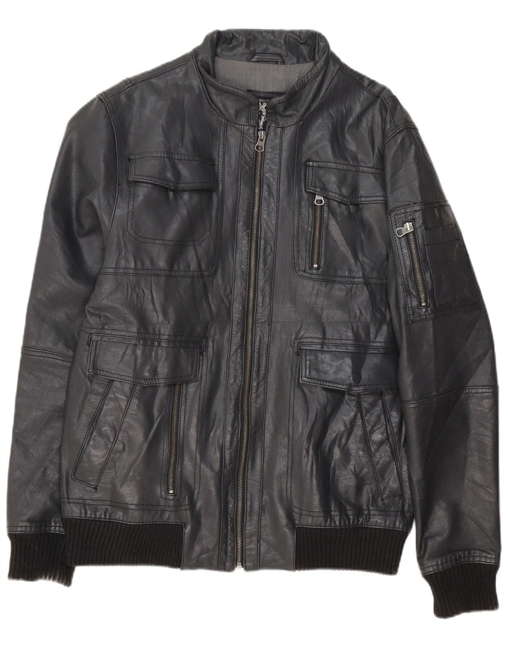 Męska kurtka skórzana bomber XDYE UK 42 XL, czarna skóra