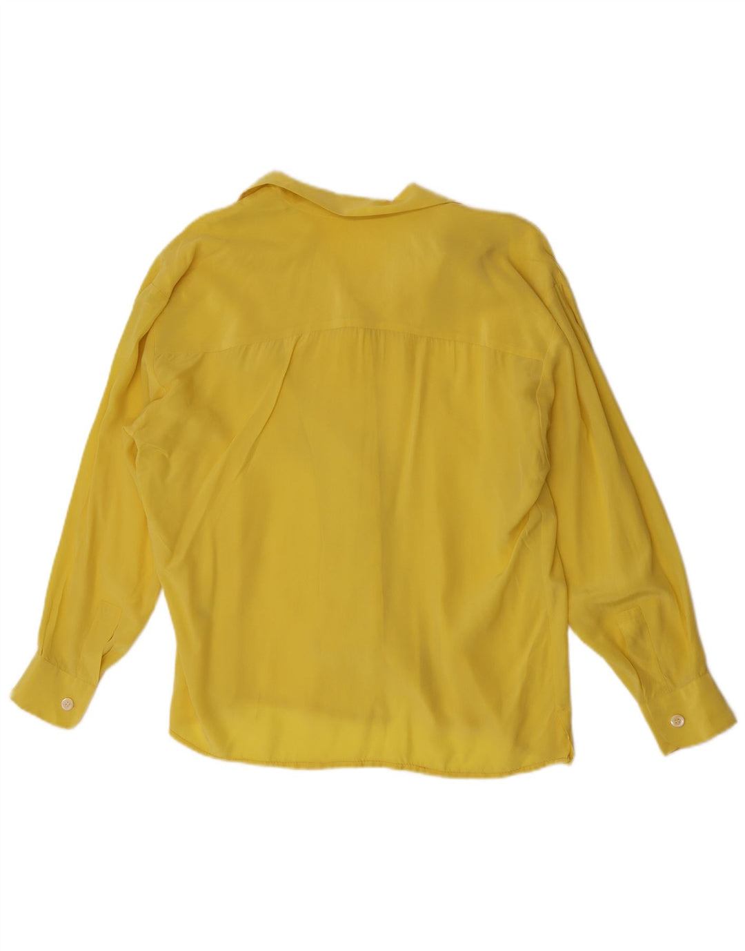 Damska bluzka koszulowa w stylu vintage UK 16, duża, żółta, jedwabna