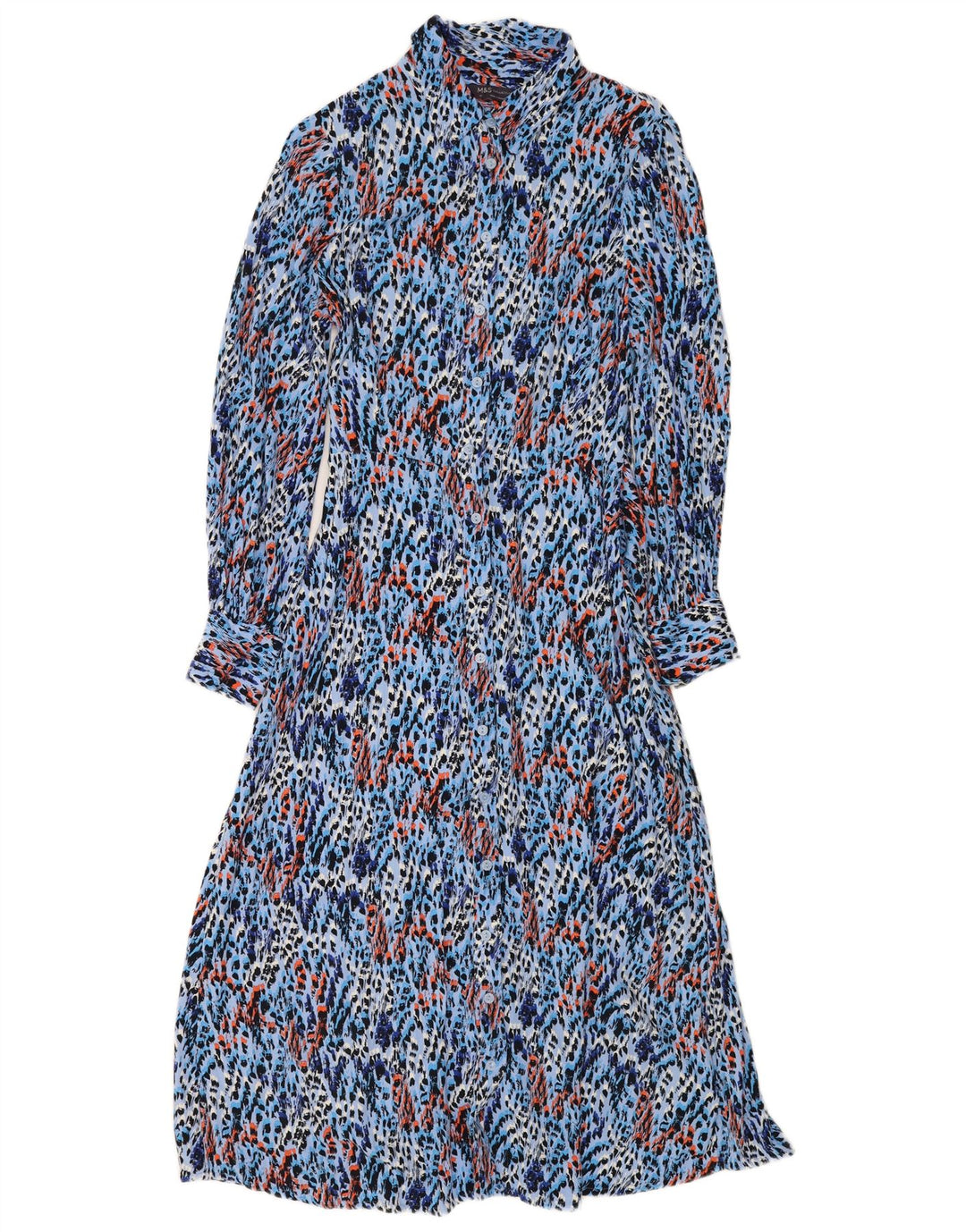 Damska sukienka koszulowa z długim rękawem Marks & Spencer UK 12 Średni niebieski