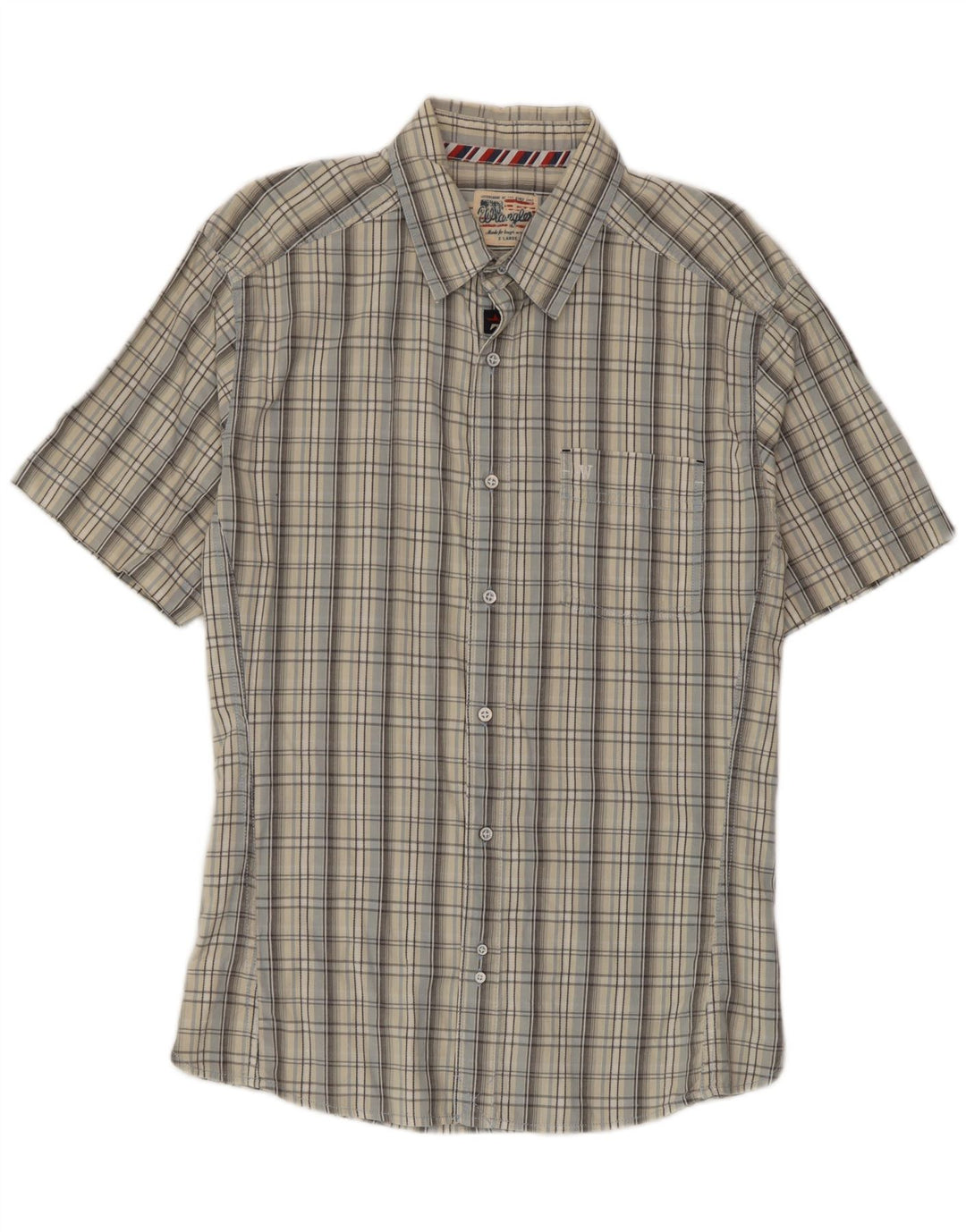 Koszula męska z krótkim rękawem Wrangler XL, bawełniana, szara krata