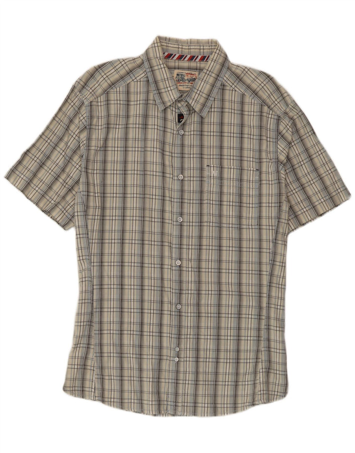 Koszula męska z krótkim rękawem Wrangler XL, bawełniana, szara krata