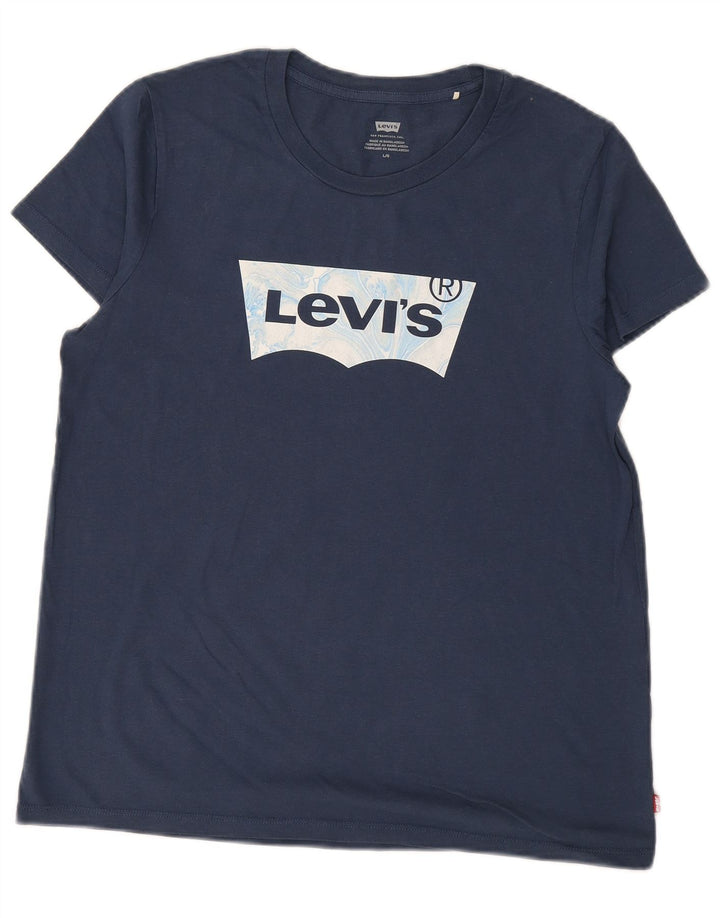 Damska koszulka z grafiką LEVI'S Top UK 16, duża, granatowa, bawełniana