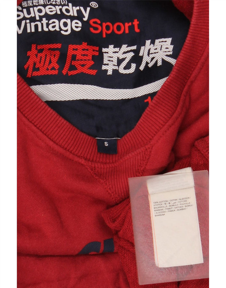 Męski sweter z grafiką Superdry, mały, czerwony, bawełniany w bloki kolorów