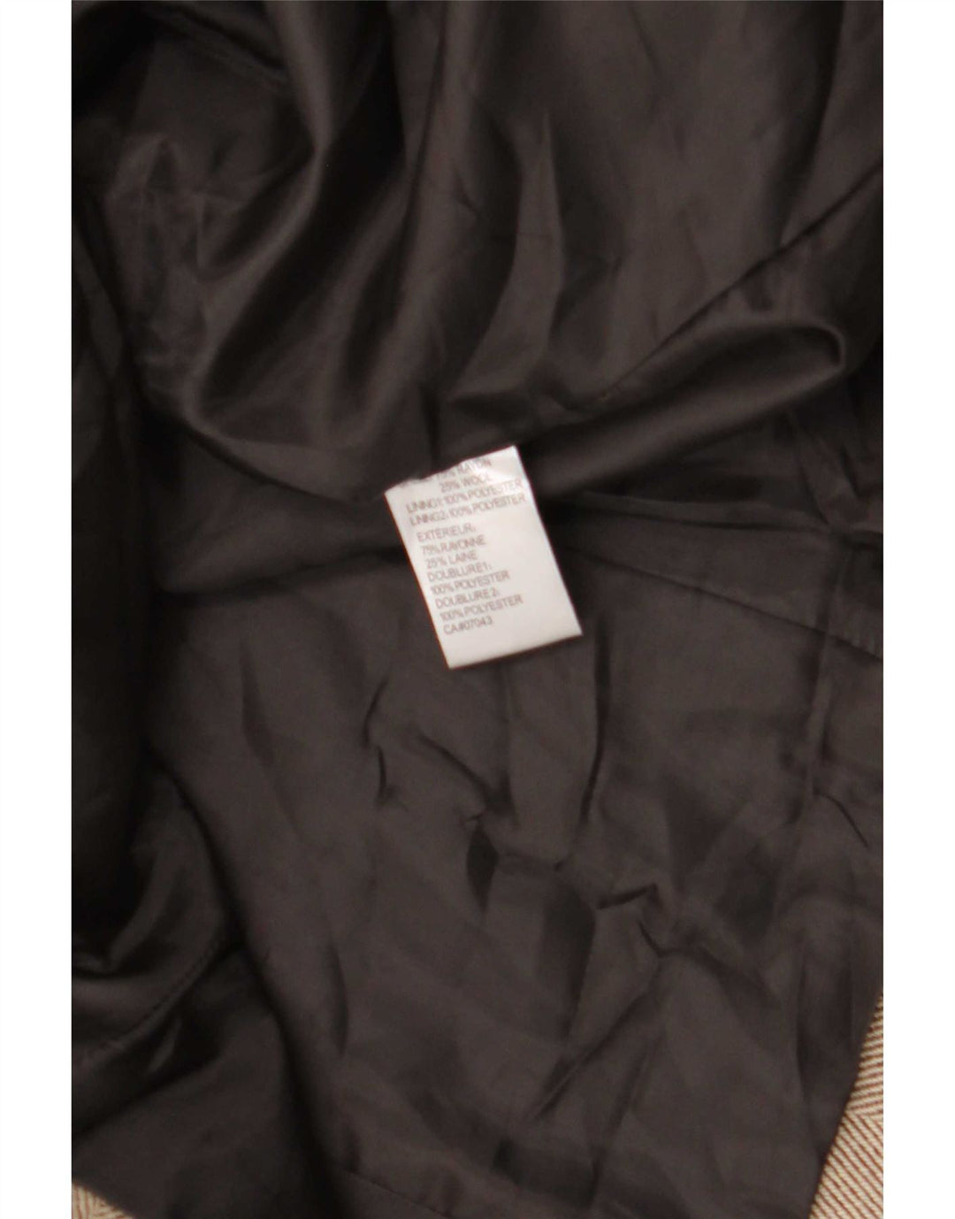 Damska marynarka Calvin Klein zapinana na 5 guzików US 14 XL, beżowy sztuczny jedwab w jodełkę