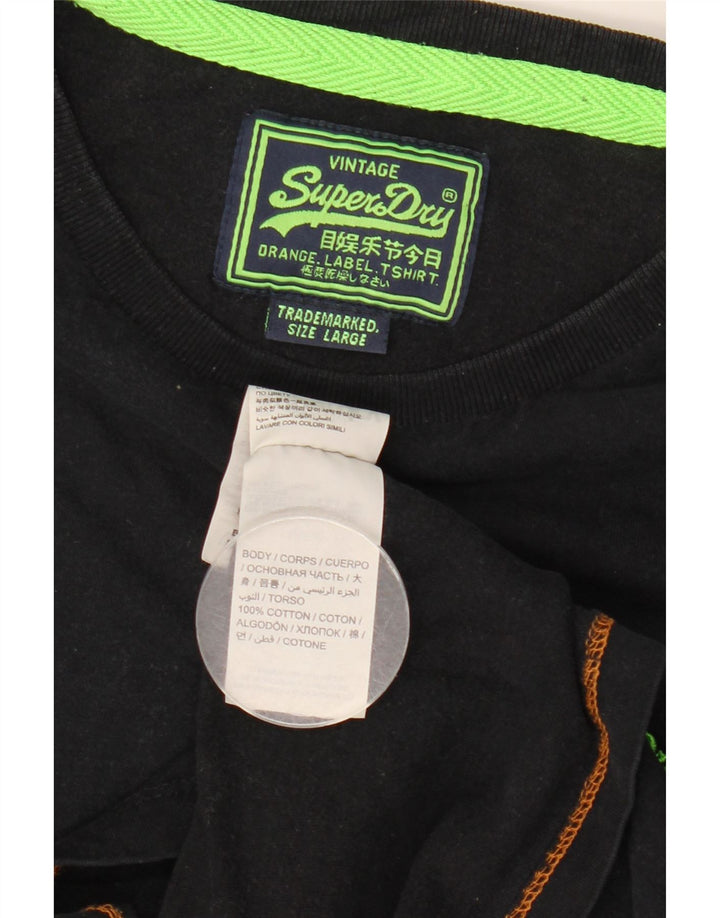 Męski T-shirt Superdry, duży, czarny, bawełniany