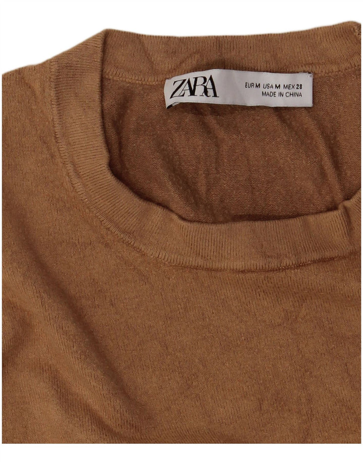 Sweter damski Zara z okrągłym dekoltem UK 12, średni brąz