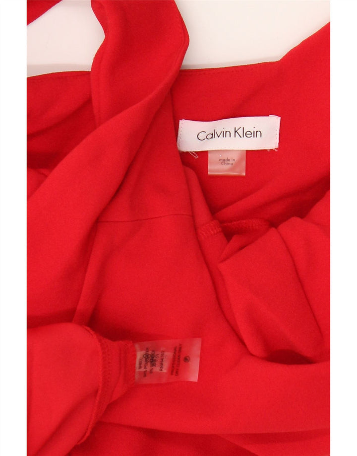 Damska sukienka płaszczowa bez rękawów Calvin Klein UK 10, mała, czerwona, poliester
