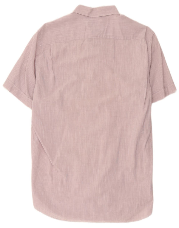 Męska koszula z krótkim rękawem Massimo Dutti, bawełniana w średnie różowe prążki