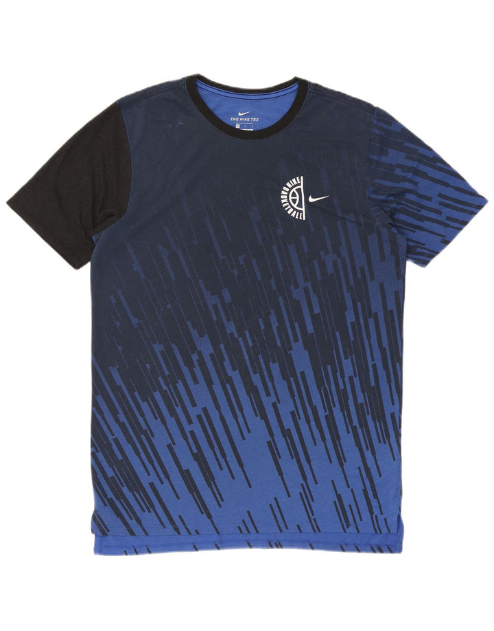 Męski T-shirt Nike Dri Fit Top, średni niebieski, poliester z blokami kolorów