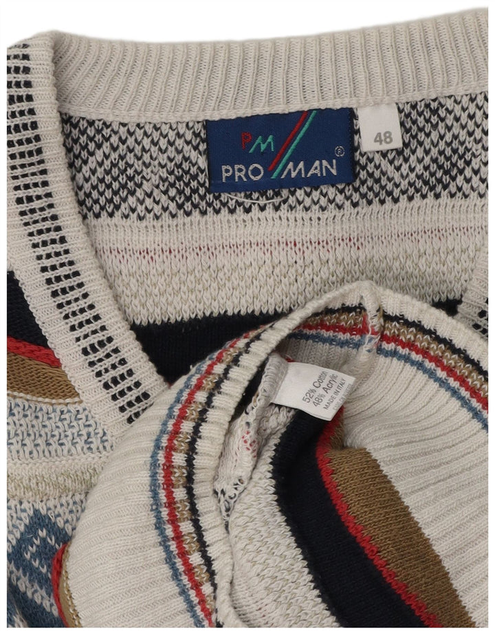 Męski sweter VINTAGE z dekoltem w kształcie litery V IT 48 Średni wielobarwny Fair Isle