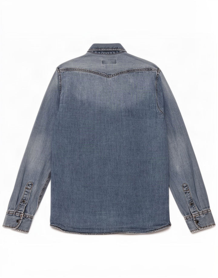 Męska koszula dżinsowa Mustang Slim Fit, średnioniebieska, bawełniana