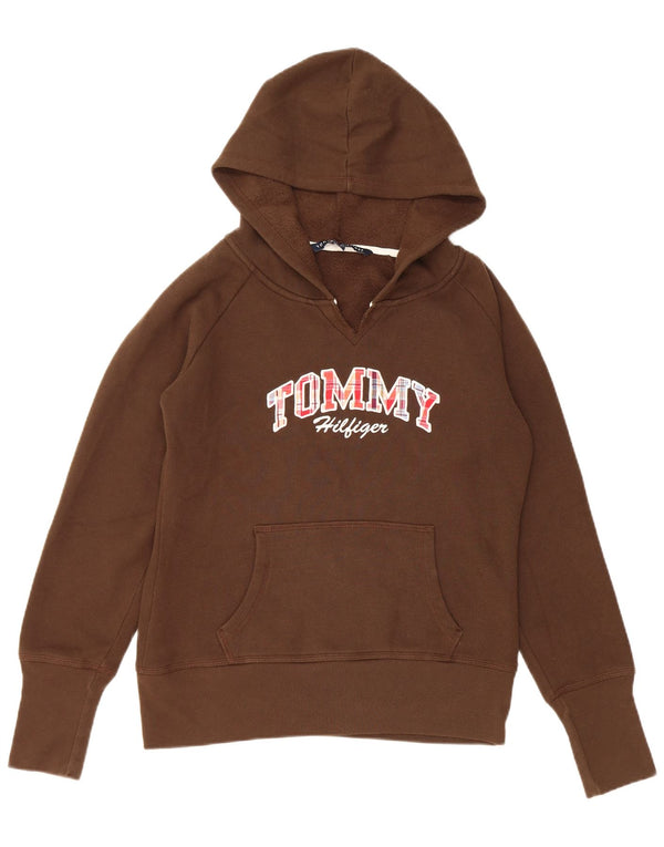 Damski sweter oversize z kapturem i grafiką TOMMY HILFIGER UK 10 Small Brown