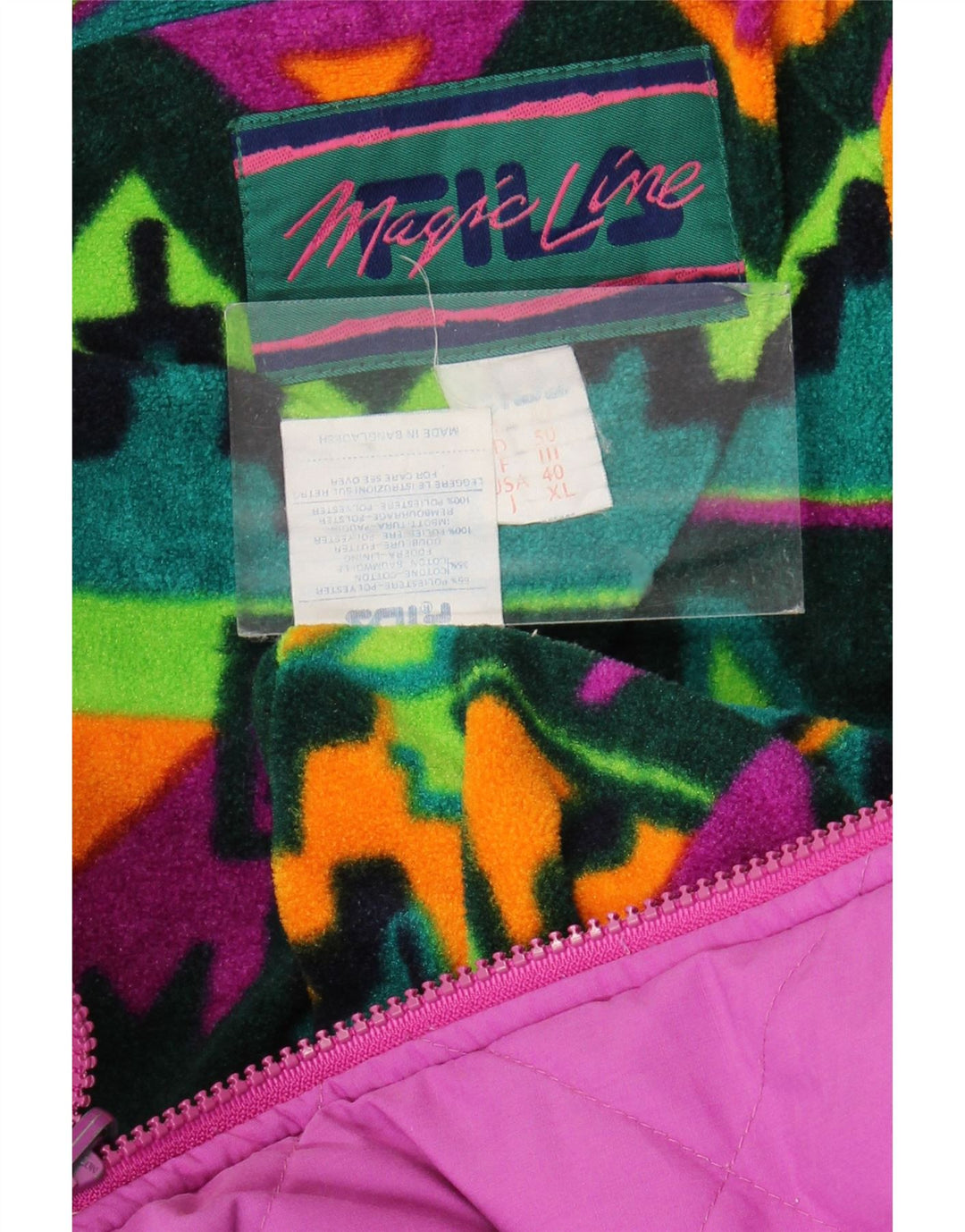 Męska pikowana kurtka Fila Magic Line EU 50, duża, różowa, poliester