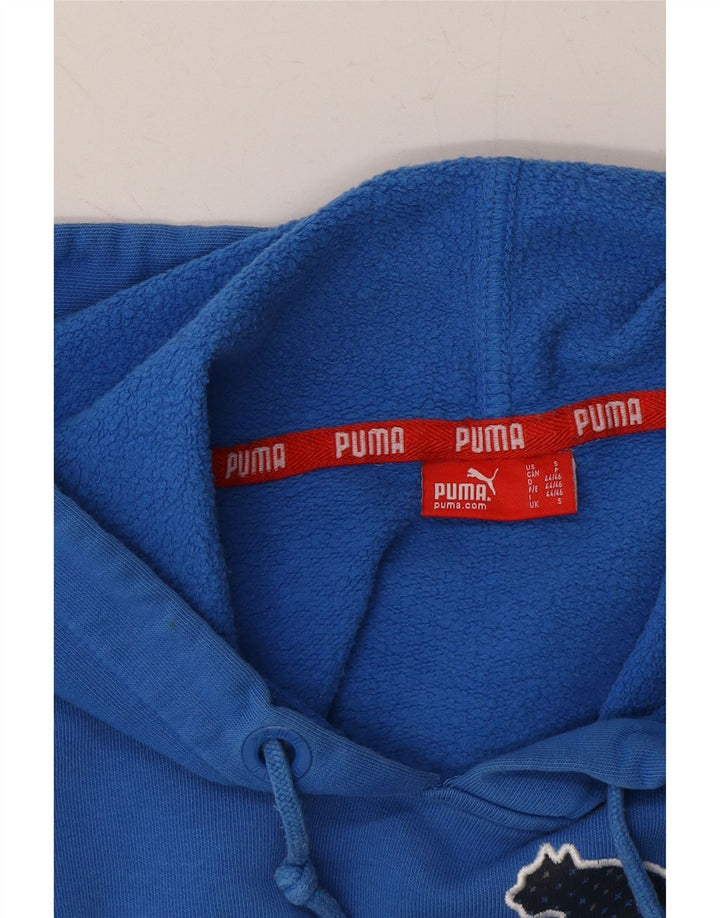 PUMA Mens Graphic Hoodie Jumper Small Blue Vintage Puma and Second-Hand Puma from Messina Hembry 