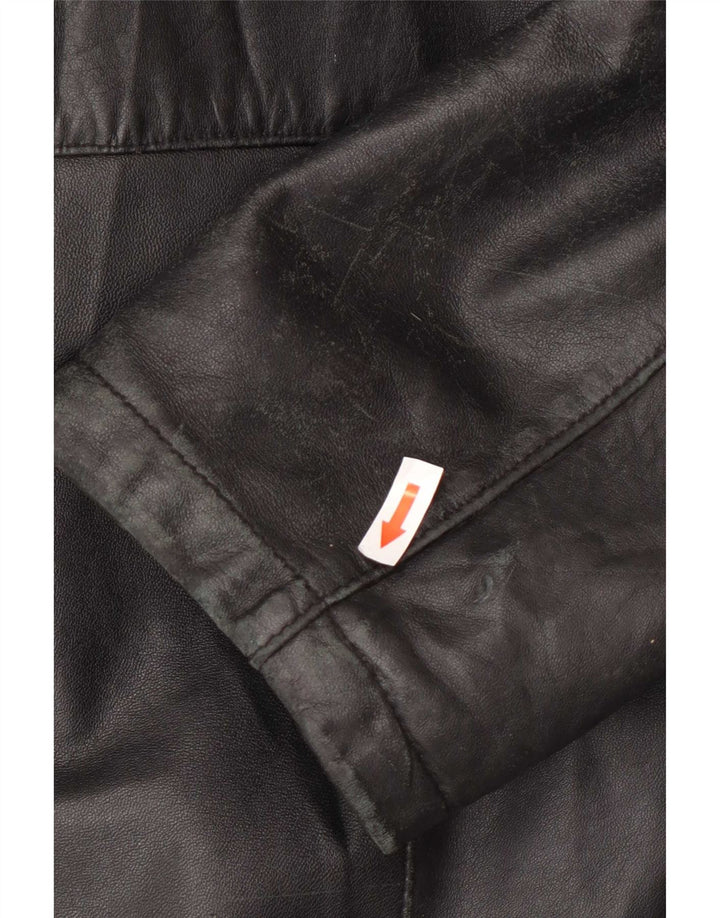 Damski płaszcz skórzany Kiros z kapturem, oversize IT 48 XL, czarny