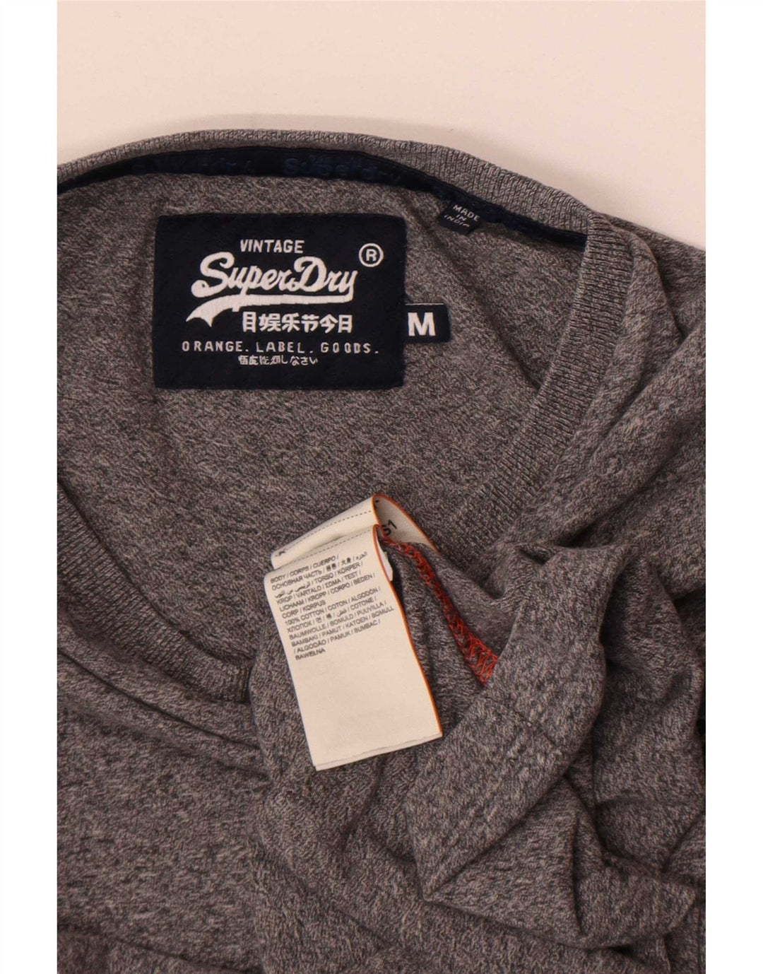 Męski top Superdry z długim rękawem, średnioszary, bawełniany w cętki