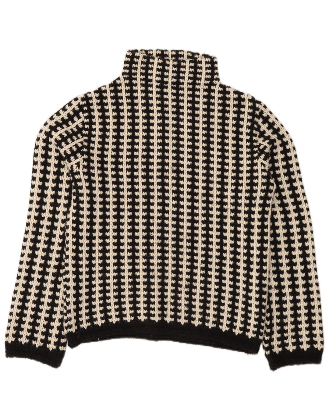 Sweter damski w stylu vintage z golfem EU 38/40, średnie czarne paski