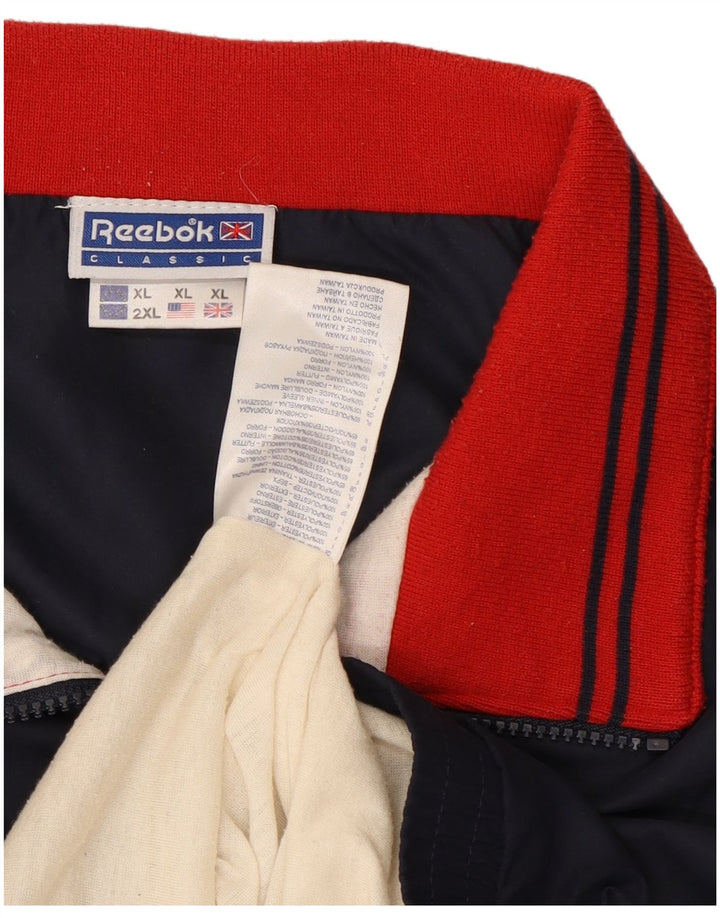 Męska kurtka dresowa Reebok z grafiką XL, granatowa, poliester