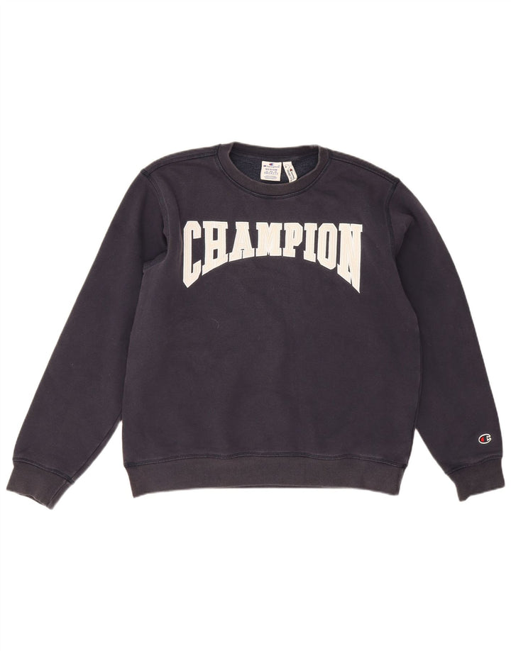 Męski sweter z grafiką Champion, średni granatowy, bawełniany