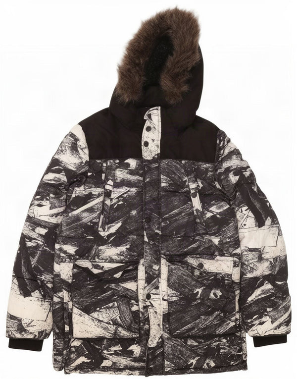 Męska kurtka narciarska z kapturem Superdry UK 42 XL, czarny poliester z blokami kolorów