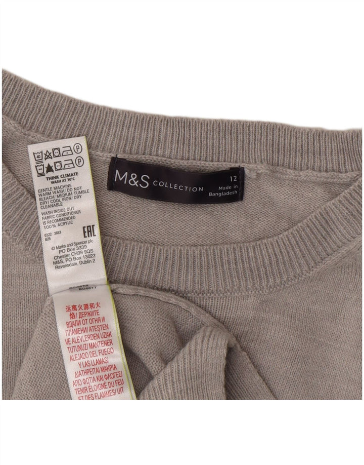 Marks & Spencer Damski sweter z wycięciem pod szyją, UK 12, średni szary