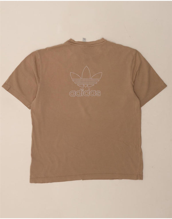 Męska koszulka z grafiką Adidas Top, średnia beżowa bawełna