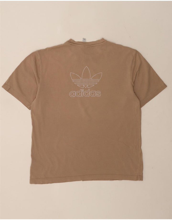 Męska koszulka z grafiką Adidas Top, średnia beżowa bawełna
