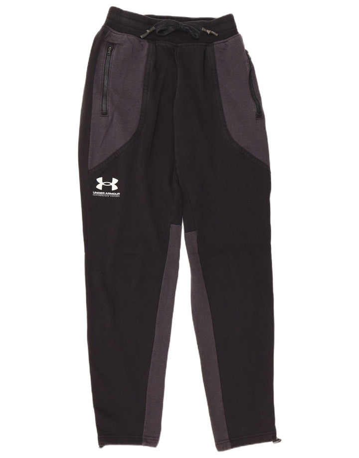 Męskie spodnie dresowe UNDER ARMOUR, małe, czarne, bawełniane w bloki kolorów