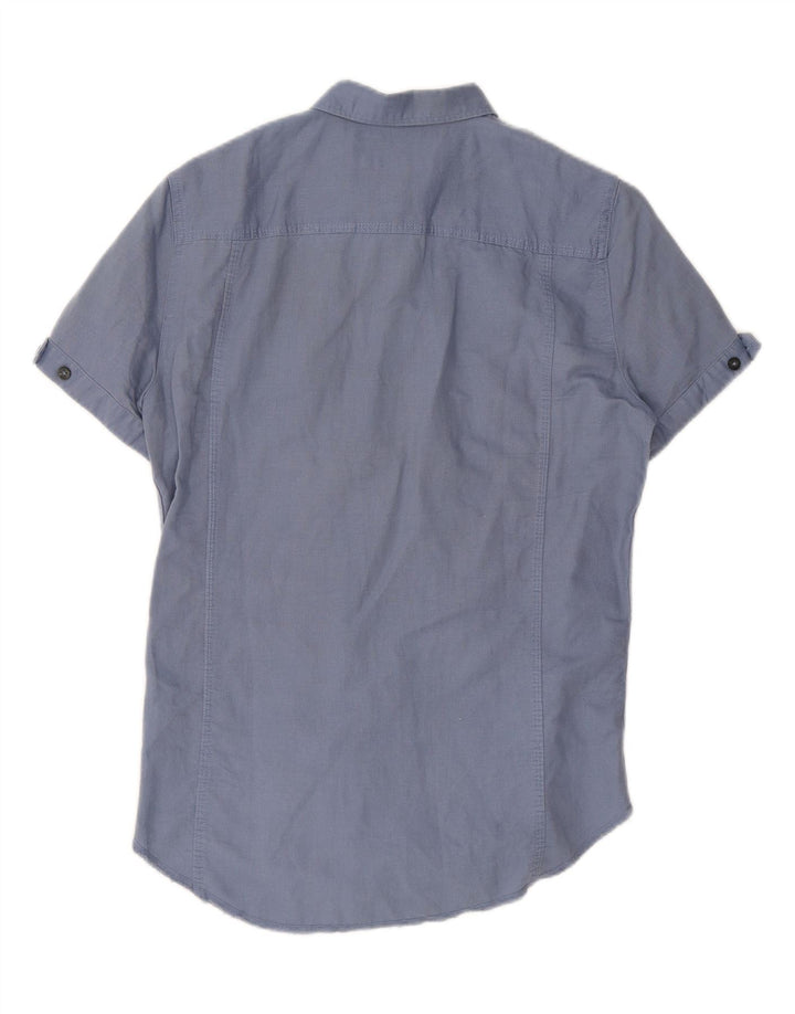 CALVIN KLEIN JEANS Mens Short Sleeve Shirt Small Blue Linen Vintage Calvin Klein Jeans and Second-Hand Calvin Klein Jeans from Messina Hembry 