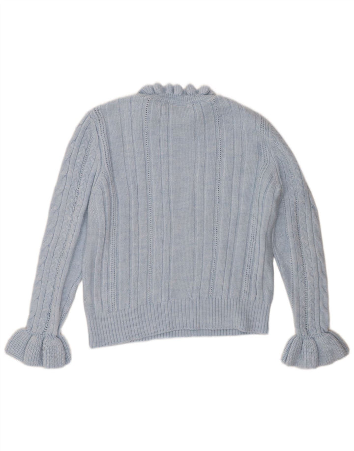Sweter damski w stylu vintage z okrągłym dekoltem UK 16, duży niebieski