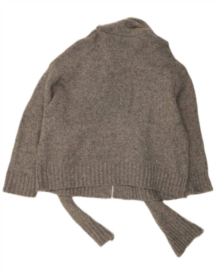 Damski sweter oversize Zara z wiązaniem z przodu, UK 16, duży, szary nylon