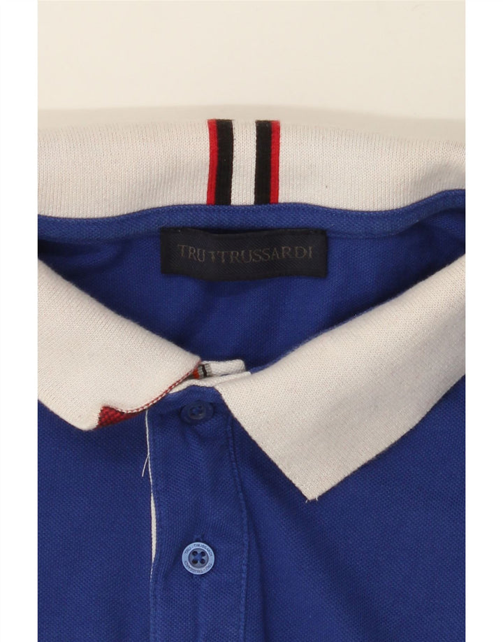 TRUSSARDI Mens Polo Shirt XL Blue Vintage Trussardi and Second-Hand Trussardi from Messina Hembry 