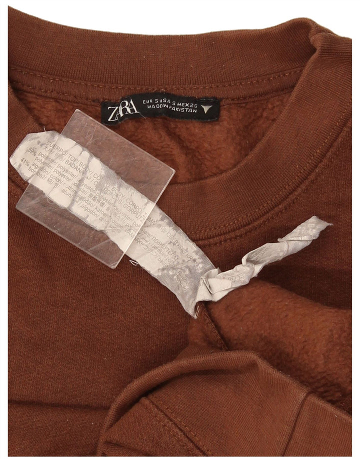 Damski sweter typu Crop Oversize Zara UK 10, mały, brązowy, bawełniany