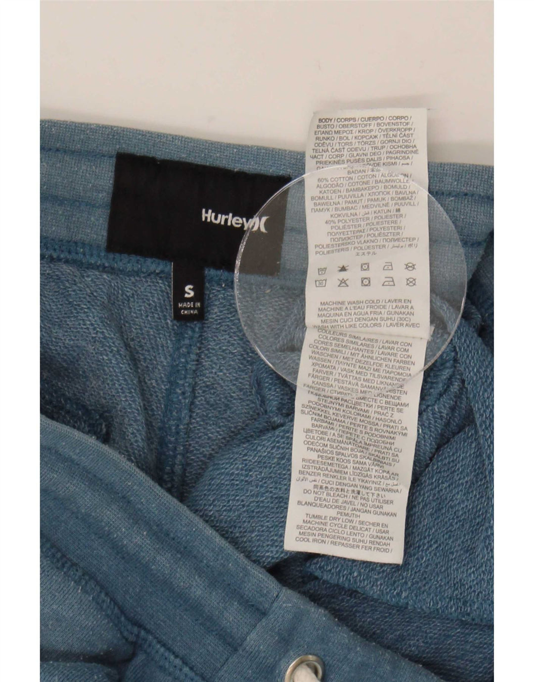 Męskie spodnie dresowe Hurley Graphic, joggery, małe, niebieskie, bawełniane