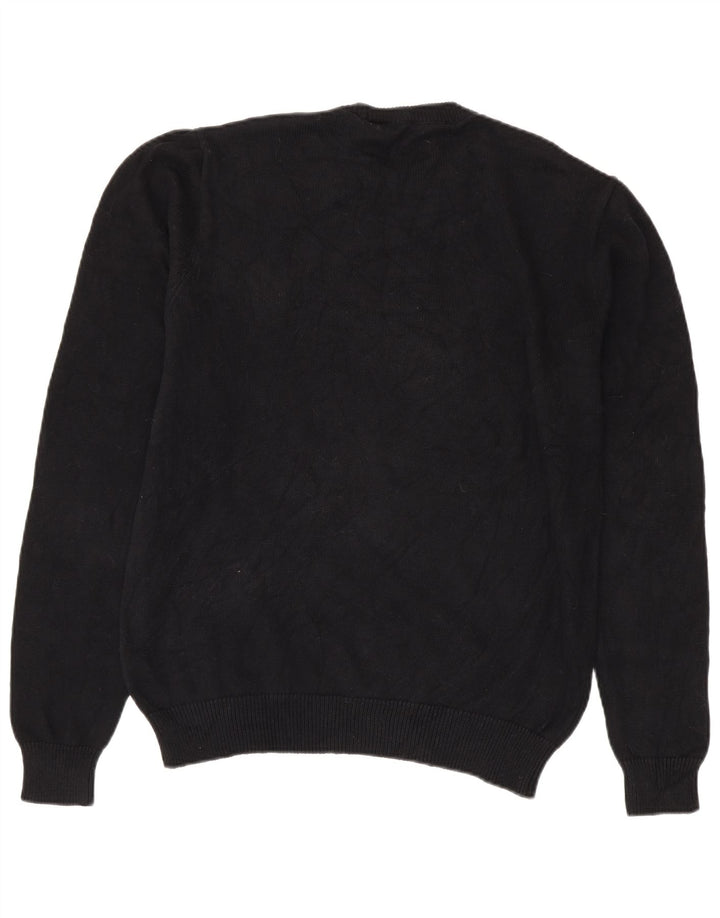 Męski sweter z wycięciem pod szyją Chaps, duży, czarny, bawełniany
