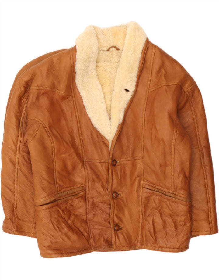 Męska kurtka shearling VINTAGE IT 52 XL brązowa