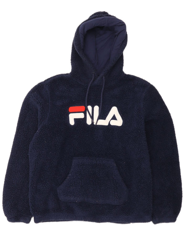Męski sweter polarowy Fila z kapturem XL, granatowy, poliestrowy
