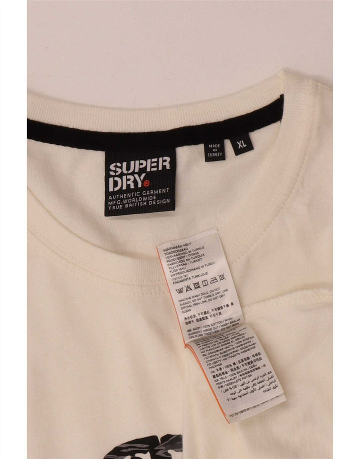 Męski T-shirt Superdry z grafiką, top XL, biała bawełna