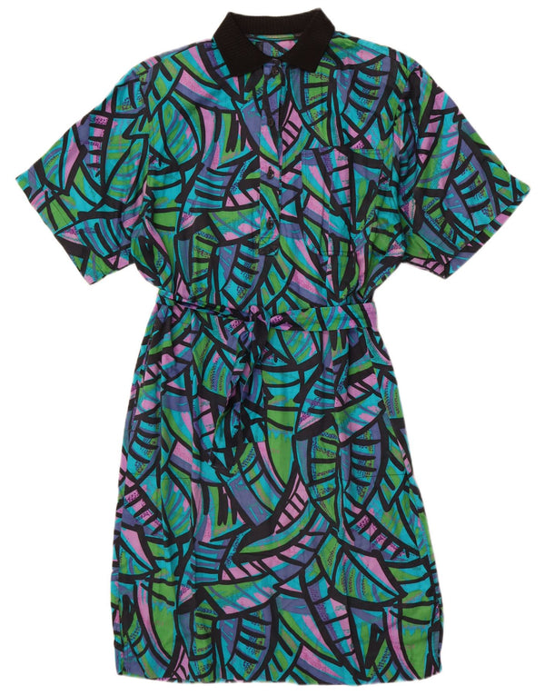 Vintage damska sukienka o linii A UK 14, duży, wielobarwny blok kolorów