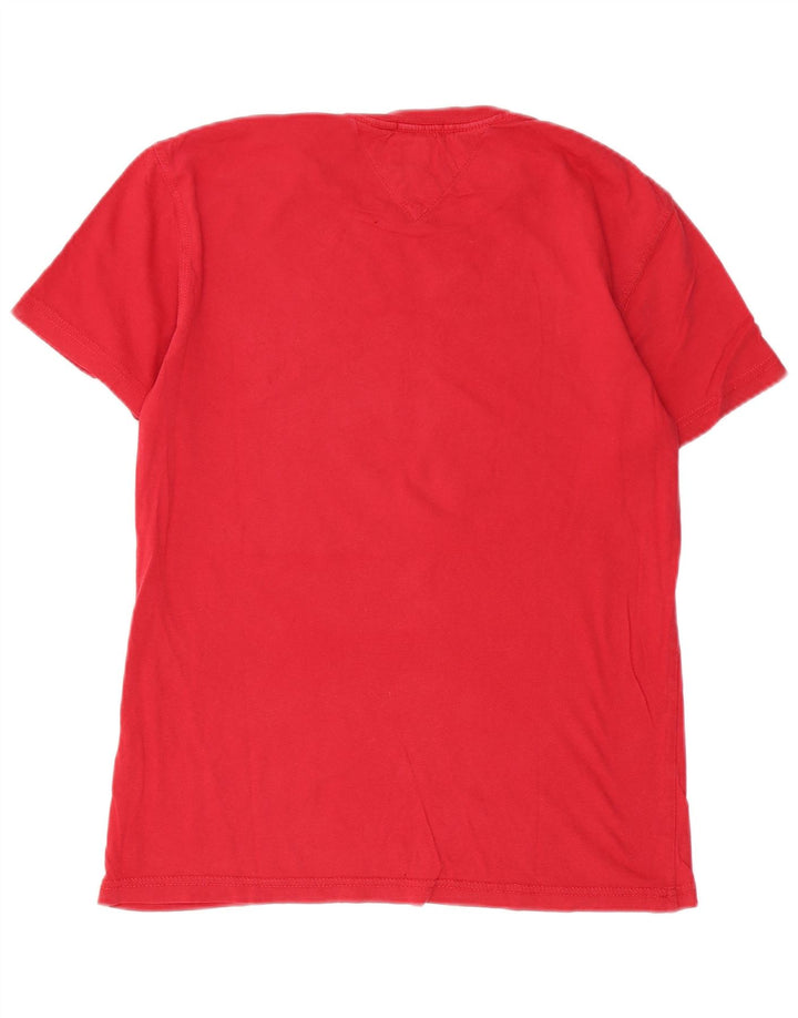 Męski T-shirt z grafiką Tommy Hilfiger, mały, czerwony, bawełniany